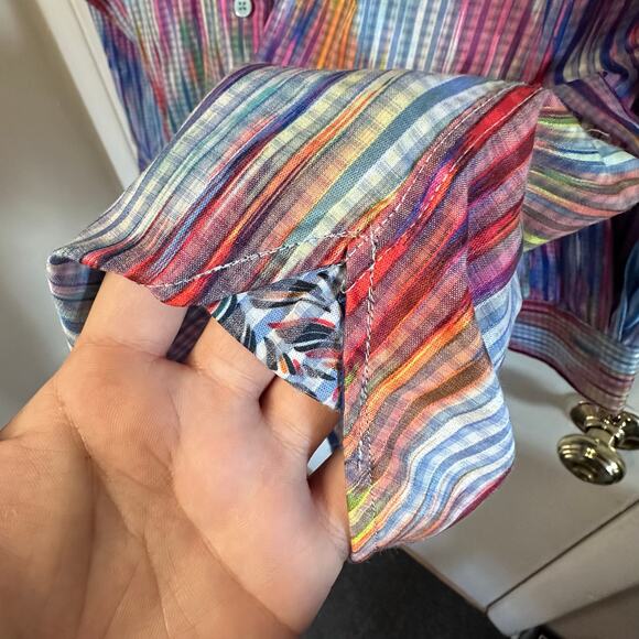 Mens Viscontt Black multi-color button down top size medium - Picture 7 of 7